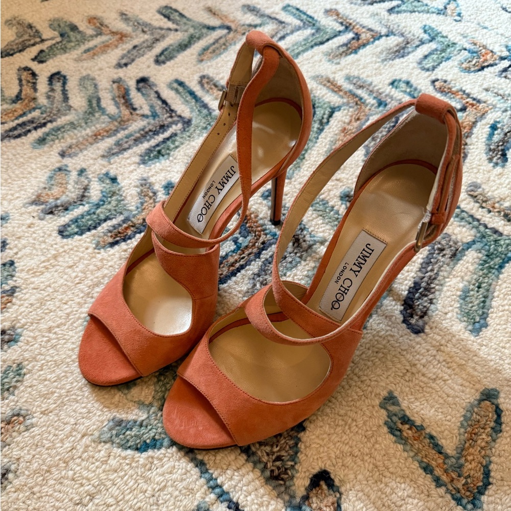 Jimmy Choo Emily Peach Suede Heels